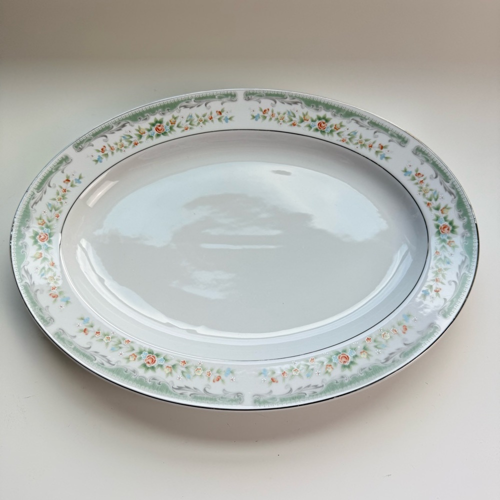 VTG Roseville 4135 Oval Translucent Porcelain Fine China Serving Platter Japan